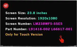 BTSELSS 23.8" LCD Replacement for LM238WF5-SSE5 LM238WF5(SS)(E5) LM238WF5 SS E5 FHD 1080P L91416-002 L66617-001 Touch Screen Display Panel