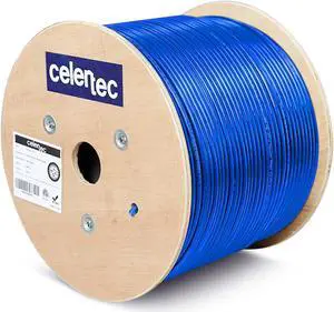 celertec CAT6A Ethernet Cable, 1000ft, 23AWG Solid Bare Copper, UTP Unshielded Twisted Pair, CMR Riser Rated &ETL Listed, 650Mhz/10 Gigabit Network Speed, Bulk Ethernet Cable-Blue