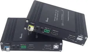 1080P HDMI KVM Fiber Extender Video Resolution Up to 2K@60Hz HDMI to Fiber Converter Transmission Distance Up to 20km 4.25Gbps Support USB Mouse Keyboard RS232 GPIO Signal Bidirectional Stereo Audio
