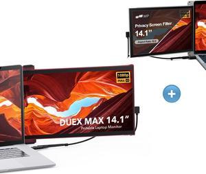 Mobile Pixels Duex Max Portable Monitor with Privacy Screen, 14.1" FHD Laptop Screen Extender, USB A/USB C Plug and Play Auto Rotated, (1*Rio Rouge Duex Max and 1* Privacy Screen)