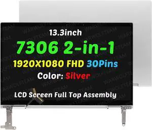 WARWOLFTEAM 13.3inch LED LCD 1920X1080 FHD Touch Screen Digitizer Replacement Whole Hinge-up Assembly LP133WF9-SPF1 Compatible with Dell Inspiron 13 7306 2-in-1 P124G P125G FHDKN(Silver)