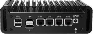 Firewall Micro Appliance, Fanless Mini PC Intel N100 Quad Core, DDR5 RAM, VPN, Router PC, AES-NI, 4 Intel 2.5GbE I226-V LAN, Barebone