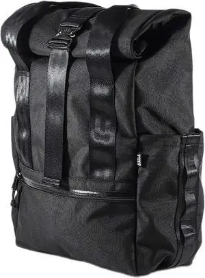 DEFY VerBockel Roll Top Backpack 2.0 | 'Un-Zipped' Day Pack, Ballistic Nylon | 28-40 Liter Multi-Use Carry Pack For Men | Utility Backpack w/Laptop Sleeve | Water Repellent Travel Pack (Black)