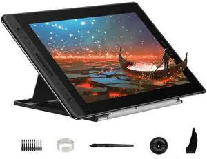HUION KAMVAS Pro 16 Drawing Tablet with Screen, 15.6 inch Pen Display Anti-Glare Glass 6 Shortcut Keys Adjustable Stand, Graphics Tablet for Drawing, Writing, Design, Work with Windows, Mac and Linux