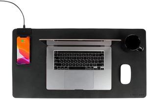 Limitless DeskPad Pro 2-in-1 Waterproof/Syntenic Leather Desk Mat Protector with 10W Wireless Charging Pad for Qi-Enabled Devices (Black)