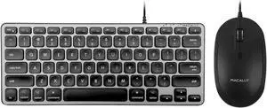 Macally Backlit Compact Keyboard and a Wired Computer Mouse, Sleek Black