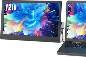 Maxfree Portable Monitor for Laptop, 12'' FHD Laptop Monitor Extender USB-C/HDMI, Travel Monitor Plug&Play Laptop Screen/Smart Cover, External Monitor for Laptop/Windows/Mac/Surface/Android/Switch