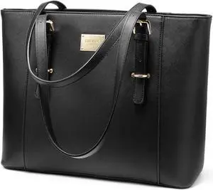 14-Inch Laptop Bag for Women, Professional Computer Bags - Laptop Purse with Padded Compartment - Fit Under Airplane Seat (Black)
