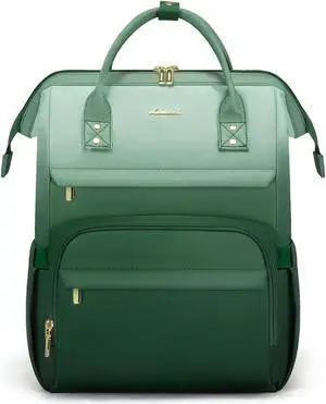 LOVEVOOK Gradient Laptop Backpack for Women,17.3 Inch Work Computer Bakcpack Purse Laptop Bag With Anti-Theft Pocket,Waterproof Carry on Teacher College Backpack for Travel,Green-White