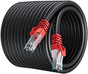 Cat 7 Ethernet Cable Outdoor 50M/165ft, SFTP Cat 7 Shielded Ethernet Cable 24AWG, High Speed Internet Network Cable 10Gbps 600Mhz, RJ45 Cat 7 LAN Cable Direct Burial Waterproof for Router Modem Gaming