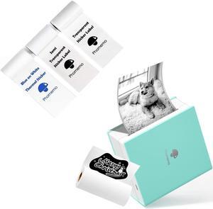 Phomemo Mini M02 Pocket Printer, Portable Bluetooth Thermal Sticker Printer Mobile Printer with 3 Roll Labels, Compatible with iOS & Android, for Gift, Work, Memo, DIY Journal, Green