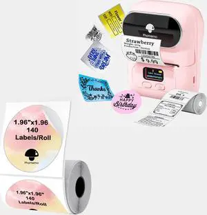Memoqueen M110 Portable Bluetooth Thermal Label Printer with 2 Inch Circle Thermal Label for Gift/Mailing/Business/Home Tag,140labels/Roll
