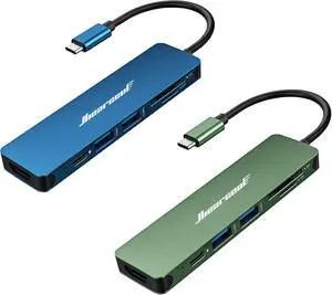 Hiearcool USB C Hub, Adapter USB C Dongle for MacBook Pro, 7 in 1 USB C to HDMI Multi-Port Adapter Compatible for USB C Laptops and Other Type C Devices (Green+Midnight Blue)