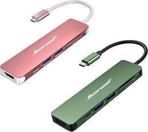 Hiearcool USB C Hub, Adapter USB C Dongle for MacBook Pro, 7 in 1 USB C to HDMI Multi-Port Adapter Compatible for USB C Laptops and Other Type C Devices (Green+Rose Gold)