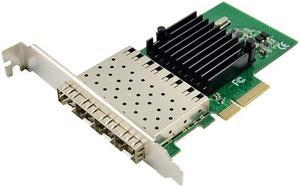 HINYSENO PCI-E Dual Port 4 x SFP Ethernet 10/100/1000Mbps Gigabit LAN Card Network Interface Controller Card for Intel I350 Chipset Full/Low Profile Bracket