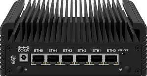 HKUXZR Firewall Appliance Mini PC, Intel Celeron N305 Quad Core 6xIntel I226 2.5G Ethernet VPN Router PC AES-NI HDMI DP 8/16/32GB DDR5 128/256/512/1TB M.2 Nvme (NO RAM NO SSD)