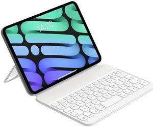 HOU for iPad Mini 6 (8.3-inch) Keyboard Case, Ultra Slim Folio Type of Keyboard, Power Display, Magnetic Protective Cover for iPad Mini 6th Generation 2021 (Spanish Keyboard) (White)