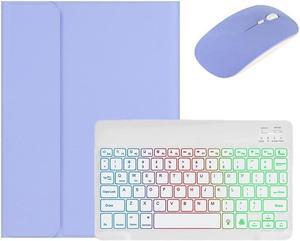 kaidisen Backlit keyboard for iPad 9th 8th 7th Generation iPad Air 3rd Gen/iPad Pro 10.5 Keyboard Case with Mouse, Detachable Backlight Color Keyboard Case,Purple+White