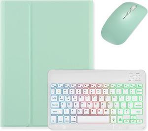 kaidisen Backlit Keyboard for Galaxy Tab S6 Lite 10.4" 2024/2022/2020 Keyboard Case with Mouse, Detachable Backlight Color Keyboard Case,Mint Green+White