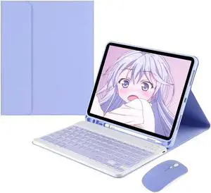 kaidisen Keyboard Case Mouse for Galaxy Tab S9 11 inch/Tab S9 FE 10.9 inch/Tab S8 11 inch/Tab S7 11", Detachable Cute Color Keyboard Case Support S Pen ChargingPurple