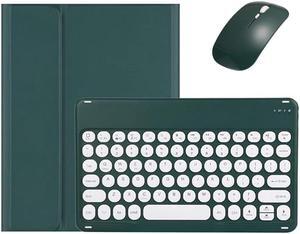 kaidisen Keyboard Case for iPad 10.2in 9th 8th 7th Generation iPad Air 10.5-inch iPad Pro 10.5 inch Case with Keyboard and Bluetooth Mouse, Detachable Candy Color Keyboard Cover Round Key,Dark Green