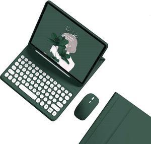 kaidisen Keyboard Case for Galaxy Tab S9+ / Tab S9 FE Plus/Tab S8+ / Tab S7+ / Tab S7 FE 12.4 inch Case with Keyboard and Bluetooth Mouse, Detachable Candy Color Keyboard Cover Round Key,Dark Green