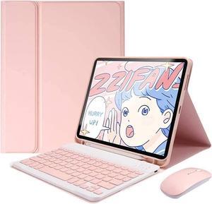 kaidisen Keyboard Case Mouse for Galaxy Tab S9 Plus / S9 FE+ / S8 Plus / S7 Plus / S7 FE 12.4 inch, Detachable Cute Color Keyboard Case Support S Pen Charging,Pink