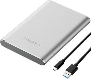 HWAYO 1TB Portable External Hard Drive, USB3.1 Gen 1 Type C Ultra Slim 2.5'' HDD Storage Compatible for PC, Desktop, Laptop, Mac, Xbox One (Silver)