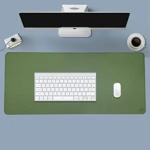ICONIC Pro PC Gear PU Leather Desk Mat | Premium Mouse Pad with Bonus Travel Pad, Coaster & Bookmark | Stylish, Durable, Waterproof Mouse Pad for Office & Home(Olive Green XXL, 40"x16)