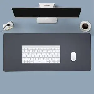 ICONIC - PRO PC GEAR PU Leather Desk Mat | Premium Mouse Pad with Bonus Travel Pad, Coaster & Bookmark | Stylish, Durable, Waterproof Mouse Pad for Office & Home (Grey XXL, 40"x16)