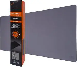 ICONIC - PRO PC GEAR 4XL Oversized & Ultimate Gaming Desk Mat 54"x23"(Steel Grey) - Giant & Thicker 4mm - Stitched/Water Proof/Non Slip Base