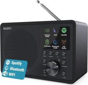 Internet Radio for Home with WiFi and AM/FM | DSP Speaker Perfect for Bedroom, Kitchen, and Living Room Use | FM, Spotify Connect, Multi-Alarm, Frontier Oktiv App Control | Majority Touro