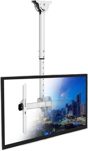 Mount-It! Full Motion Ceiling TV Mount Bracket, Adjustable Height 360 Deg Swivel Tilt Mount for Home and Commercial Use, Fits up to 75 Inch TVs, 110 Pound Capacity, White