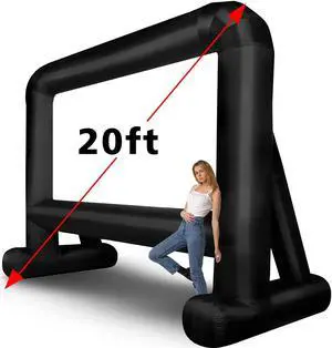 OUTTOY 20 Feet Inflatable Movie Screens Blow Up Mega Movie Screens, Inflatable Theater Projector Screen Outdoor with Quiet Blower and Carry Bag - Supports Front and Rear Projection