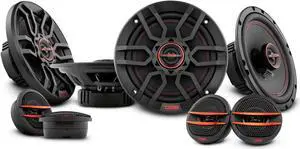 DS18 Car Door Speakers Bundle - 4X 6.5 2-Way Coaxial Speakers with Grills 150 Watts Peak and 4X 2 Tweeter PEI Dome Ferrite 200 Watts Peak 4 Ohms - Replacement Speakers in Car Audio Sound System