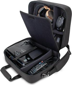 USA Gear Projector Case - Projector Bag Compatible with DBPOWER, ViewSonic PJD5134, Dr. J HI-04, PVO Portable Projector and More Movie Projector - Scratch Resistant & Customizable Interior (Black)