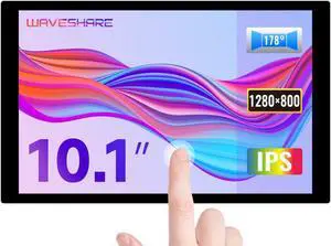 waveshare 10.1inch Capacitive Touch LCD IPS Display, 1280x800 Resolution, HDMI Interface, Compatible with Raspberry Pi 5/4B/3B/Zero/Zero W/Zero 2W/Pico/Pico W/Pico WH, Support Jetson Nano/PC