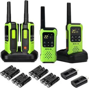 Retevis RT49P Waterproof Two Way Radio, IP67 Walkie Talkies Floatable, Rechargeable 2 Way Radio for Adults, VOX, NOAA, Flashlight, SOS, for Kayaking, Fishing 4 Pcs Green