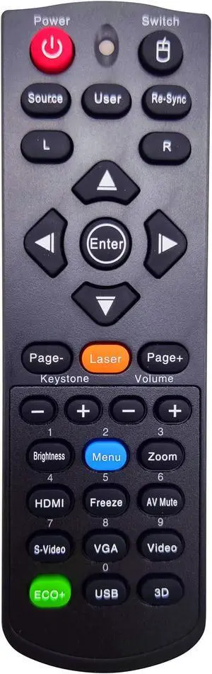 INTECHING BR-5043N Projector Remote Control for Optoma DS328 DS330 DW326e DX326 DX328 DX330 DX5100 EH501 EW420 GT760 GT760A H100 H180X S302 S303 W303 W303ST W501 X301 X302 X303 X305ST X501
