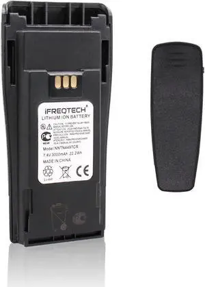 IFREQTECH 3000mAh NNTN4497CR Li-ion Battery for Motorola cp200d CP200 EP450 CP140 CP040 CP380 CP180 DEP450 GP3688 PR400 CP250 PR400 EP450 EP450S DEP450 GP3688 GP3188 Raido with Belt Clip
