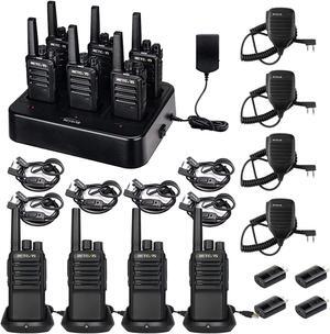 Retevis RT68 Walkie Talkies with Earpiece(6 Pack) and NR10 AI Noise Cancelling Two Way Radios with Shoulder Mic(4 Pack),Compact Walkie Talkie for Construction Site Hotel