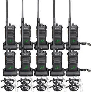 Retevis RT86 Bulk Walkie Talkies for Adult with Earpiece, High Power Two Way Radios Long Range, Heavy Duty 2 Way Radios Rechargeable, for Industry, Construction (10 Pack)