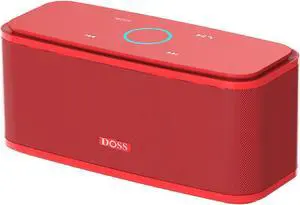 DOSS SoundBox Touch Wireless Bluetooth Speaker with HD Sound and Bass, IPX5 Water-Resistant, 20H Playtime, Handsfree, Portable for Office, Home, Outdoor, Travel-Red