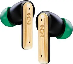 House of Marley Little Bird True Wireless Earbuds, Touch Controls, Built-in Mic, 24 Hours Playtime with Case, USB-C Quick Charge, Sustainable Materials, Movie and Gaming Mode, Black