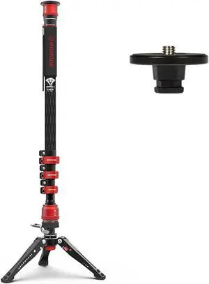 IFOOTAGE Cobra 3 Carbon Fiber Monopod with Pedal and Quick Release Plate, 71" Professional Monopod for Cameras, Max Load 17.64 lbs, Compatible with Sony Canon Nikon DSLR Camera, C180F-P