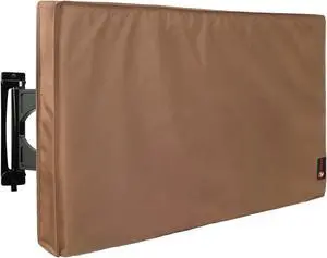 iBirdie Outdoor TV Cover 70 to 75 inch Weatherproof, Cover Size 68''L x 42''H, Waterproof for Outside Flat Screen 70 to 75 inch TV, Brown, 600D Thick Fabric Screen Protector with Bottom