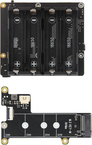 Geekworm X1202 4-Cell 5V UPS Shiled+X1001 PCIe to M.2 Key-M NVMe SSD PIP TOP for Raspberry Pi 5| Max 5.1V 5A Output|Wide 6-18V Input|Auto Power On|Safe Shutdown|Power Loss Detection