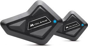 Midland Motorcycle Helmet Bluetooth 3.0, BT Mini Twin, 3 Rider Motorcycle Helmet Communication System w/Wired and Boom Microphone/DSP Noise Cancellation/Stereo Music/IPX6 Waterproof/Black, 2 Pack