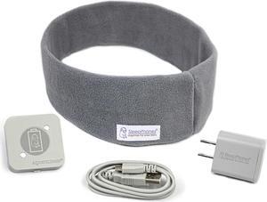 SleepPhones Effortless V8 Sleep Headphones by AcousticSheep | 24-Hour Battery | Original Comfortable Bluetooth Headphones with Wireless Induction Charging (Medium, Soft Gray Fleece, US Wall Plug)
