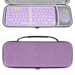 GEEKRIA K380 Keyboard + M350 Mouse Combo Carrying Case, EVA Hard Shell Protective Bag, Compatible with Logitech Pebble 2 Combo, Logitech K380s + M350s (Lavender)